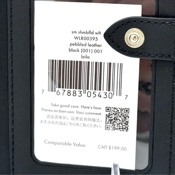 Kate Spade Leila Small Slim Bifold Wallet Black (NWT)